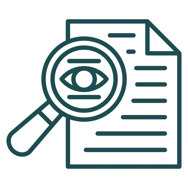 Lupa con un documento de texto